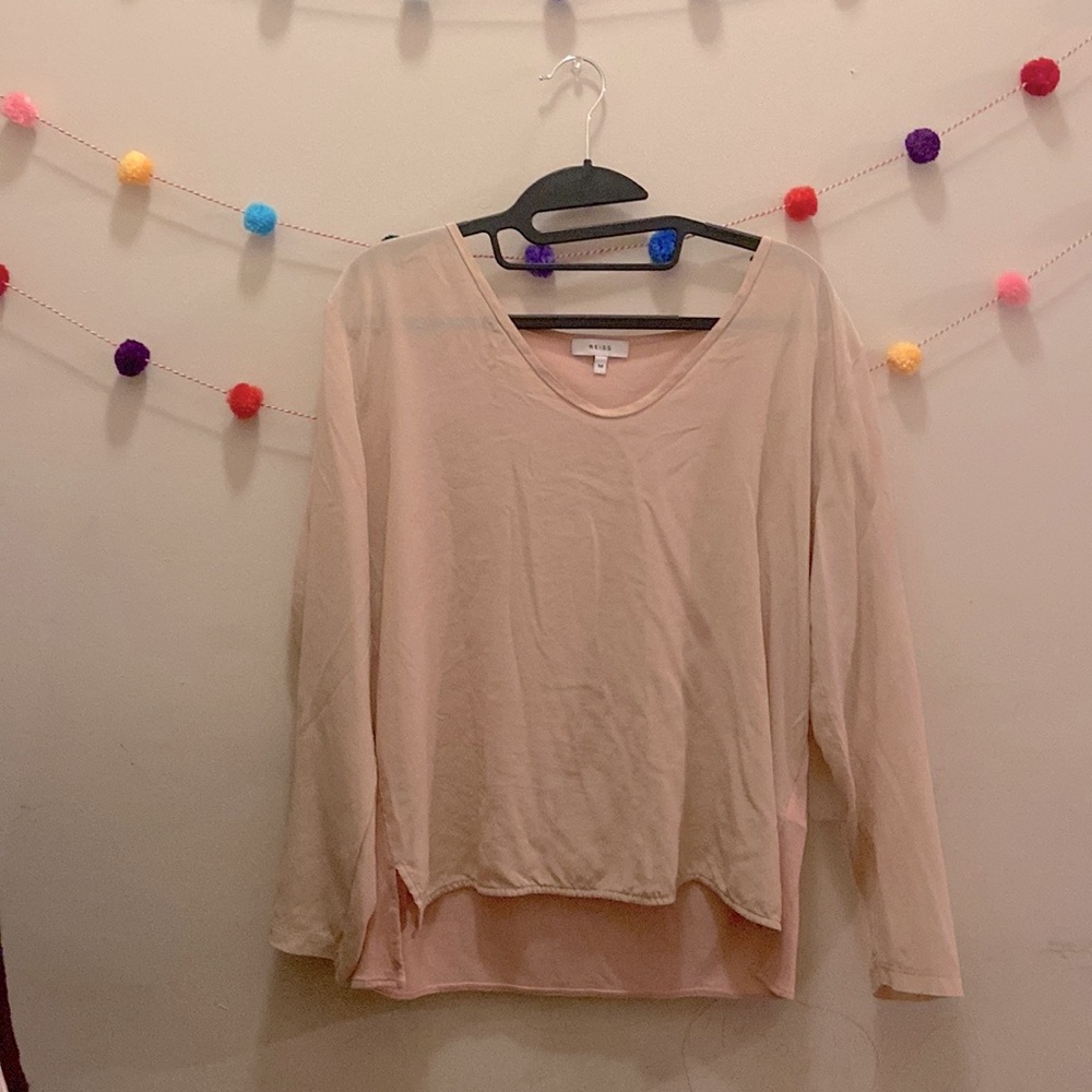 REISS sz M silk two toned blouse